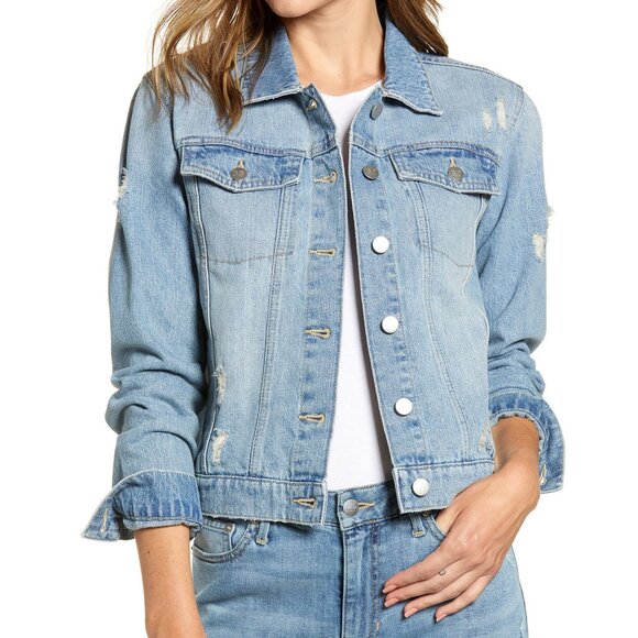 Rachel Parcell Distressed Light Denim Jacket, size M - Picture 1 of 7